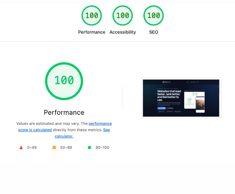 BlueSpark website performance and design preview